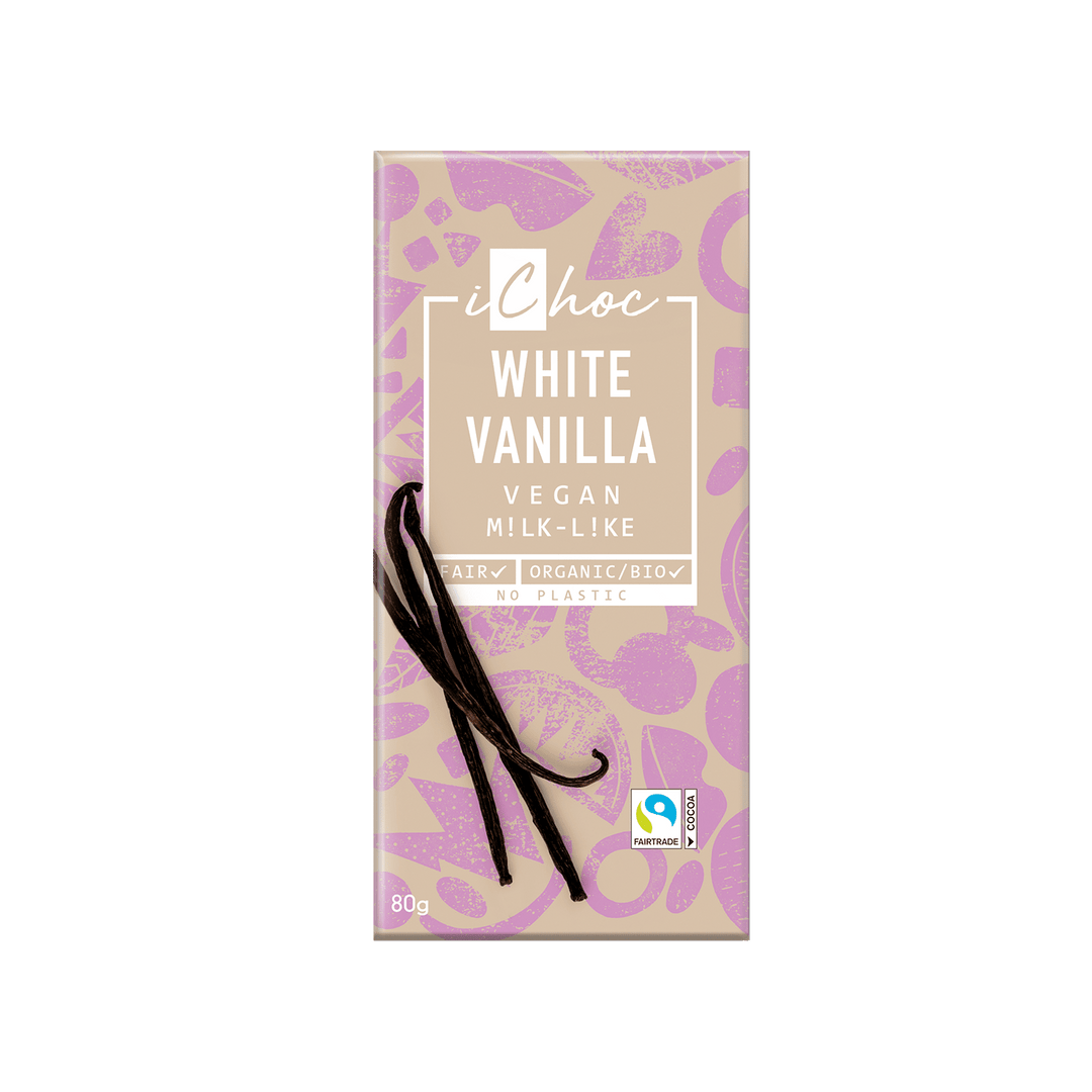 Cioccolato bianco alla vaniglia 80 g, iChoc
