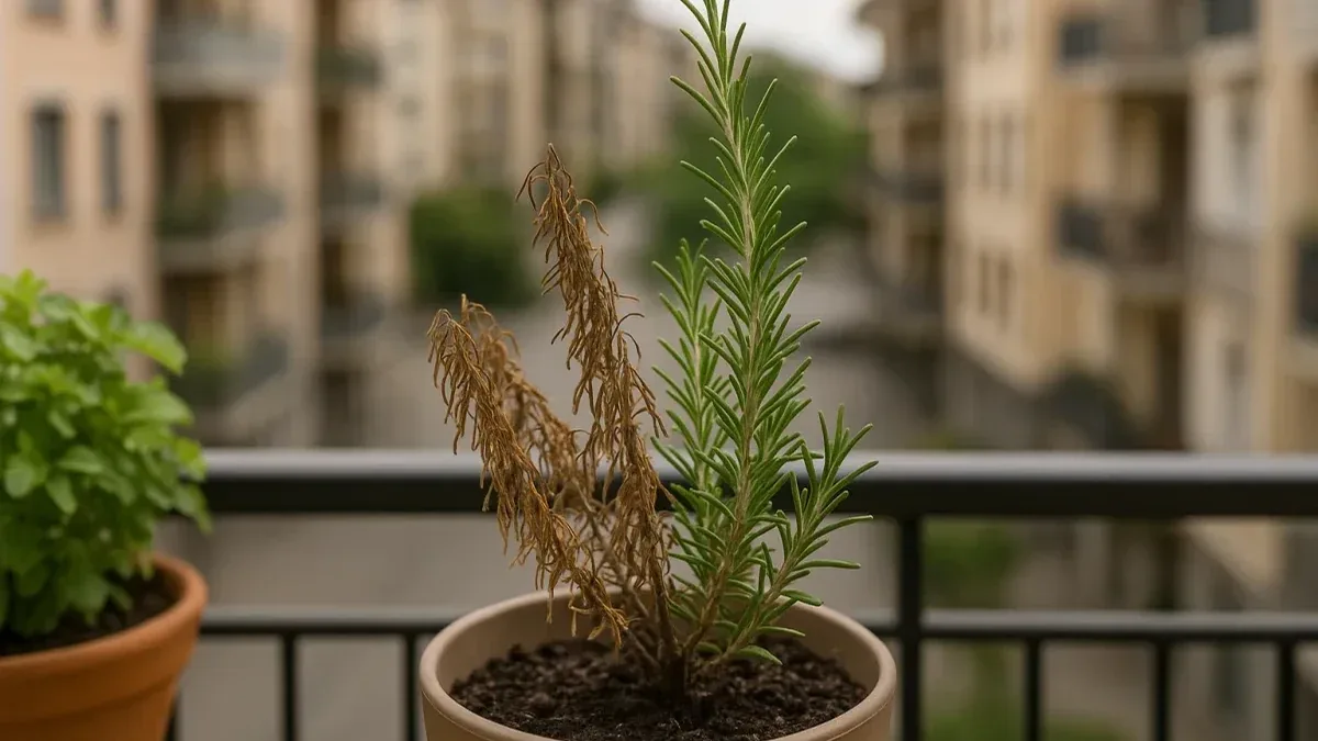 Rosmarino in vaso che si secca: acqua, drenaggio ed esposizione